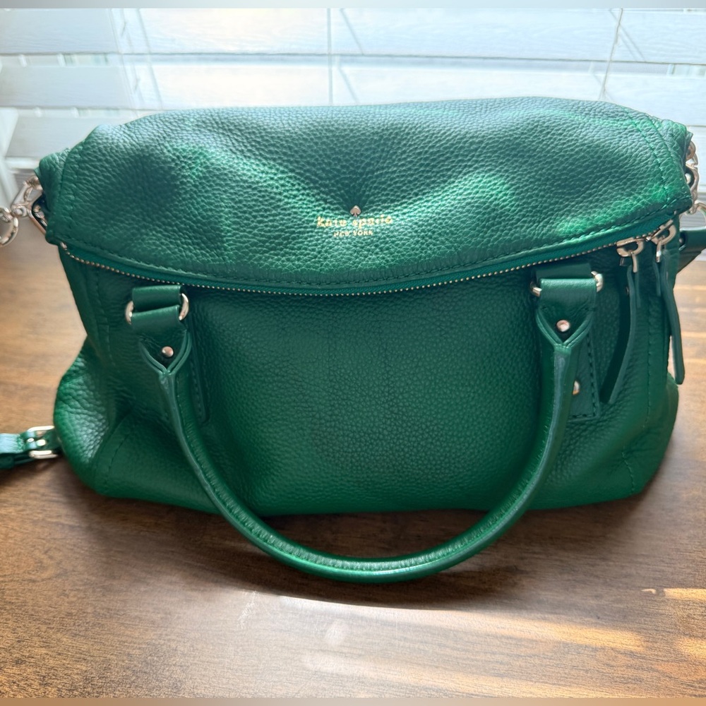 Kate Spade New York Green Pebbled Leather Satchel Crossbody Bag - Picture 5 of 16